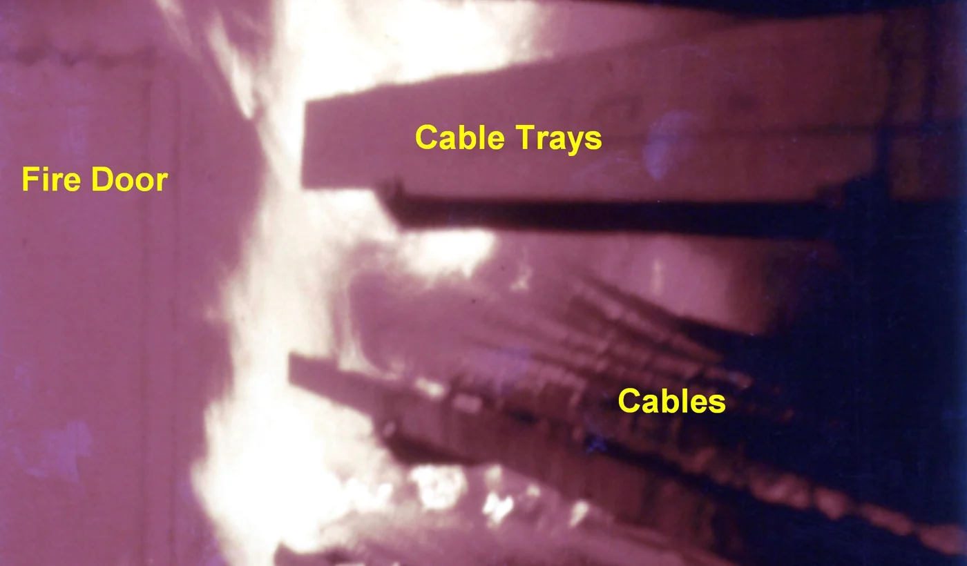 Cable trays and cables exposed to fire in a governmental fire test in Sweden