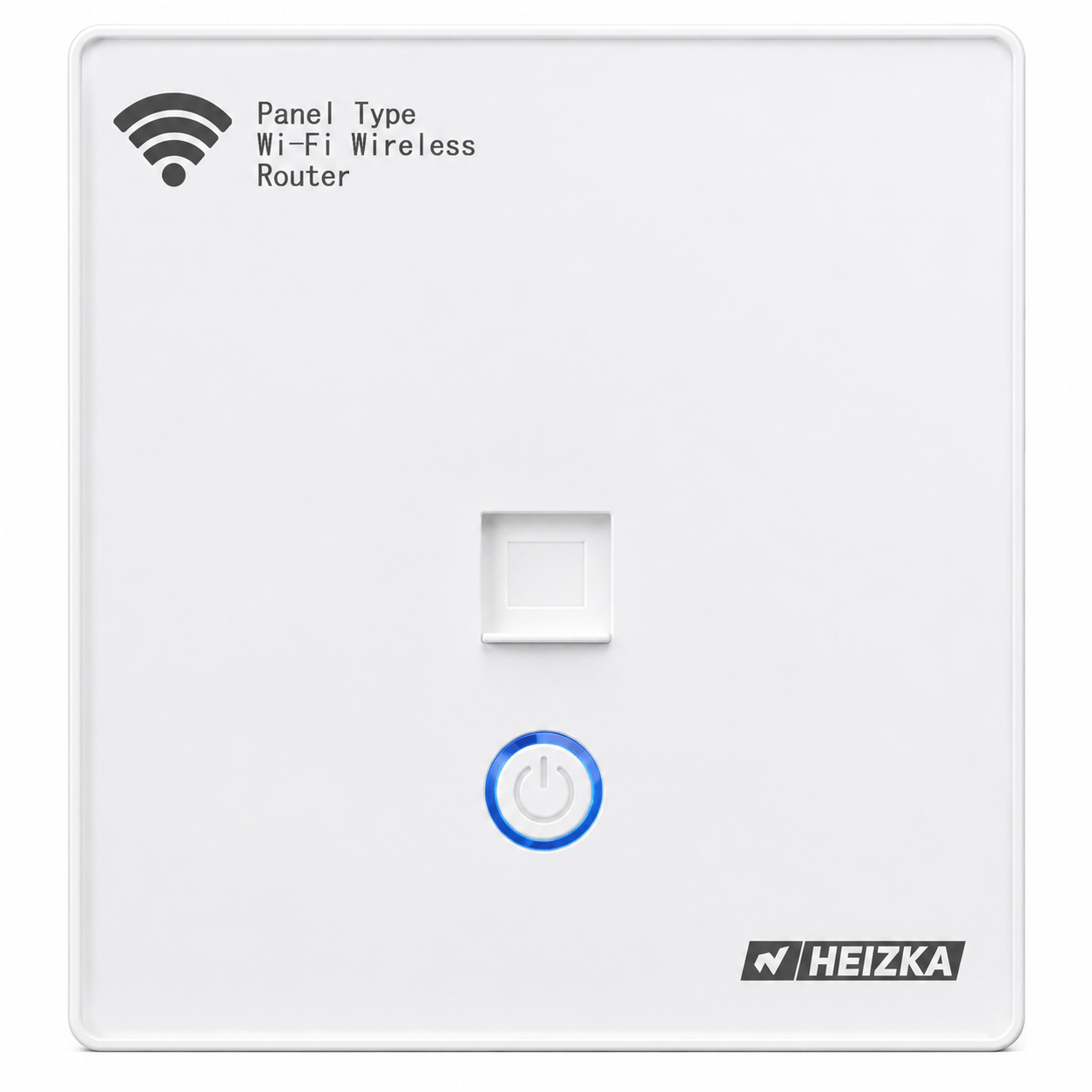 Heizka panel wireless access point mounted flush in a wall box, replacing a visible router
