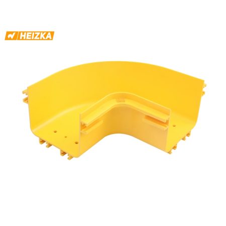 Heizka yellow PVC fibre raceway horizontal 90 degree elbow with cover